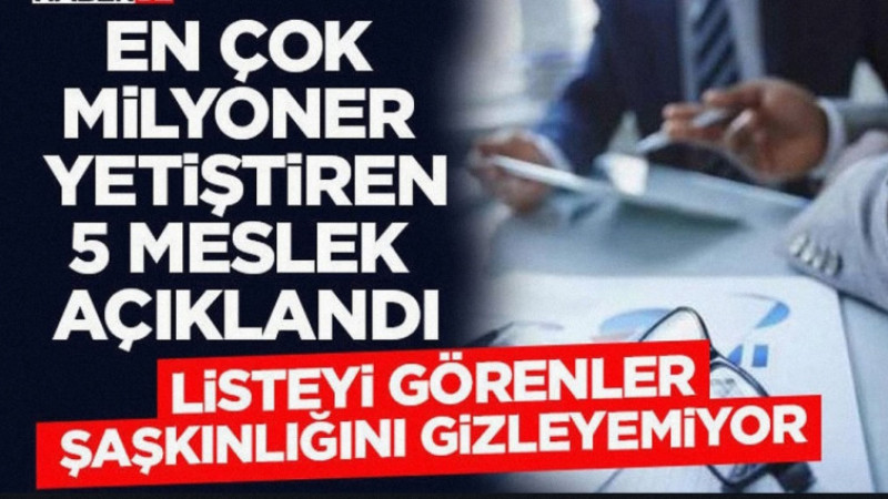 En Çok Milyoner Yetiştiren 5 Meslek Açıklandı