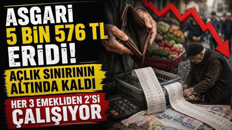 Asgari ücret 5 bin 576 TL eridi, açlık sınırının altında kaldı her 3 emekliden 2'si çalışıyor
