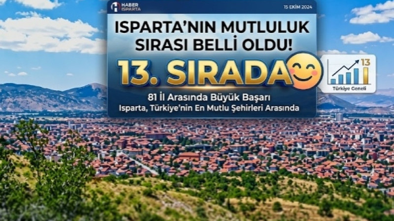 ISPARTA’NIN MUTLULUK SIRASI BELLİ OLDU! 81 İL ARASINDA 13. SIRADA