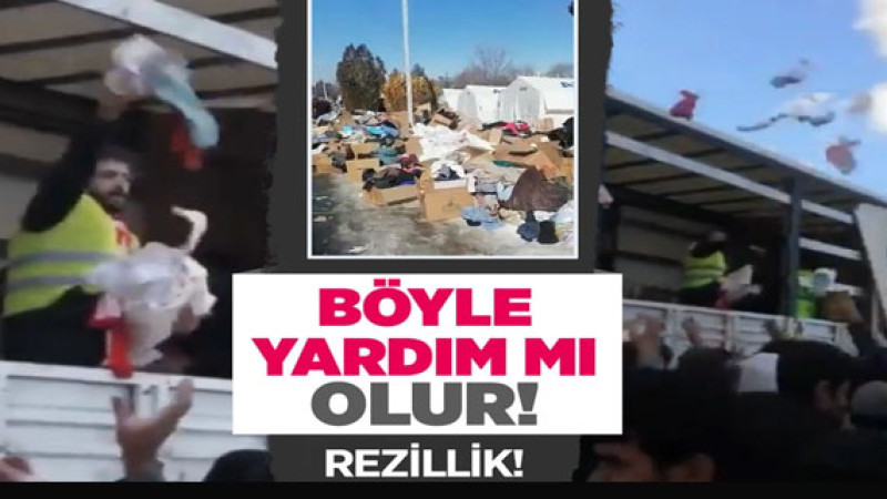Yardım TIR'ı rezaletleri! Yardımları yola döktüler! Tırın kasasından depremzedelerin üzerine attılar