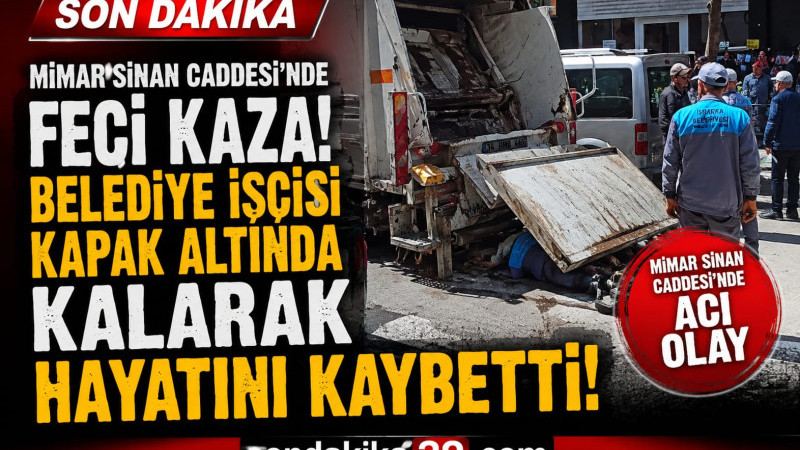 Mimar Sinan caddesinde belediye çöp arabasının kazası