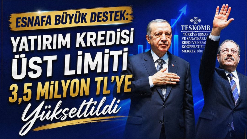 Esnafa Büyük Destek: Yatırım Kredisi Üst Limiti 3,5 Milyon TL’ye Yükseltildi