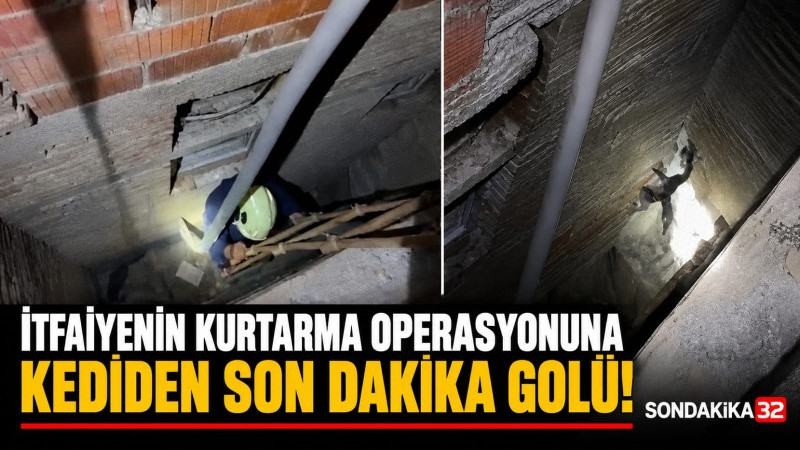 İtfaiyenin Kurtarma Operasyonuna Kediden Son Dakika Golü!