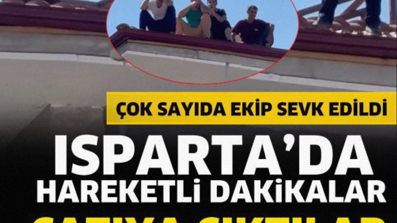 Isparta’da TOKİ inşaatında çalışan işçiler paralarını alamadıklarını iddia ederek inşaatın çatısına 