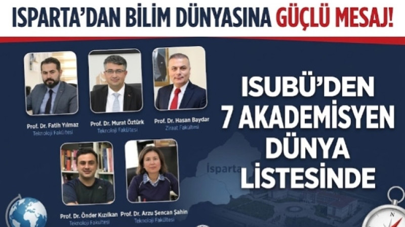 ISPARTA’DAN BİLİM DÜNYASINA GÜÇLÜ MESAJ! ISUBÜ’DEN 7 AKADEMİSYEN DÜNYA LİSTESİNDE